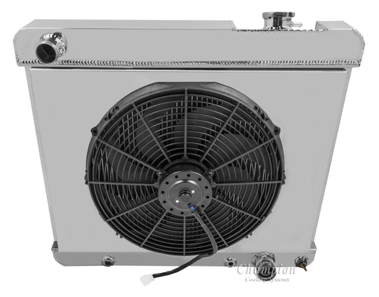 1962-1964 Pontiac Grand Prix 4-Row Radiator, Shroud, Fan Combo - Champion Radiator