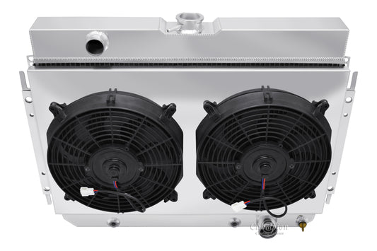 1964-1967 Chevelle 4-Row Radiator, Shroud, Dual Fan Combo - Champion Radiator