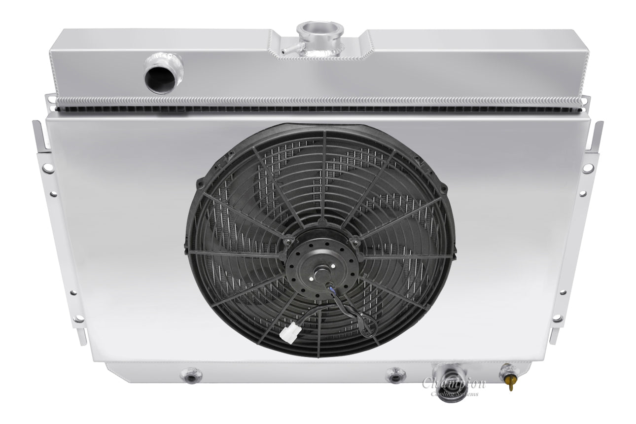 1964-1967 Chevelle 4-Row Radiator, Shroud, Fan Combo - Champion Radiator