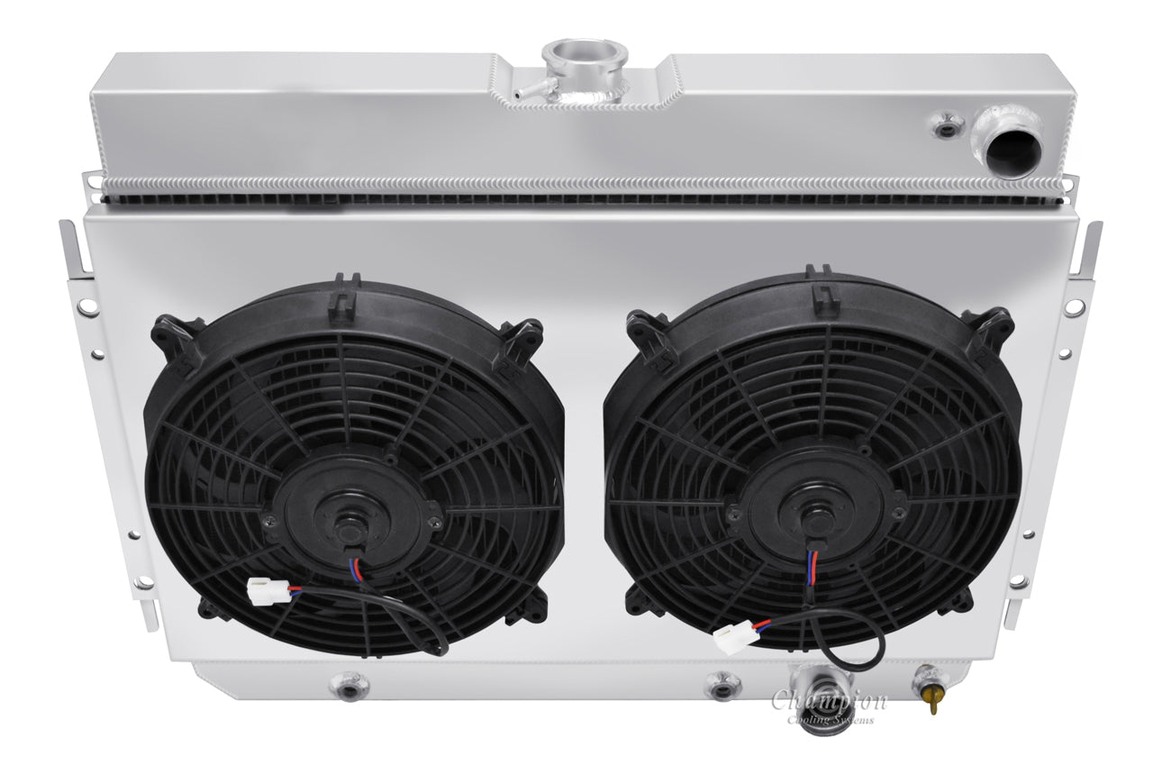 1964-1968 Impala LS Swap 4-Row Radiator, Shroud, Dual Fan Combo - Cham ...