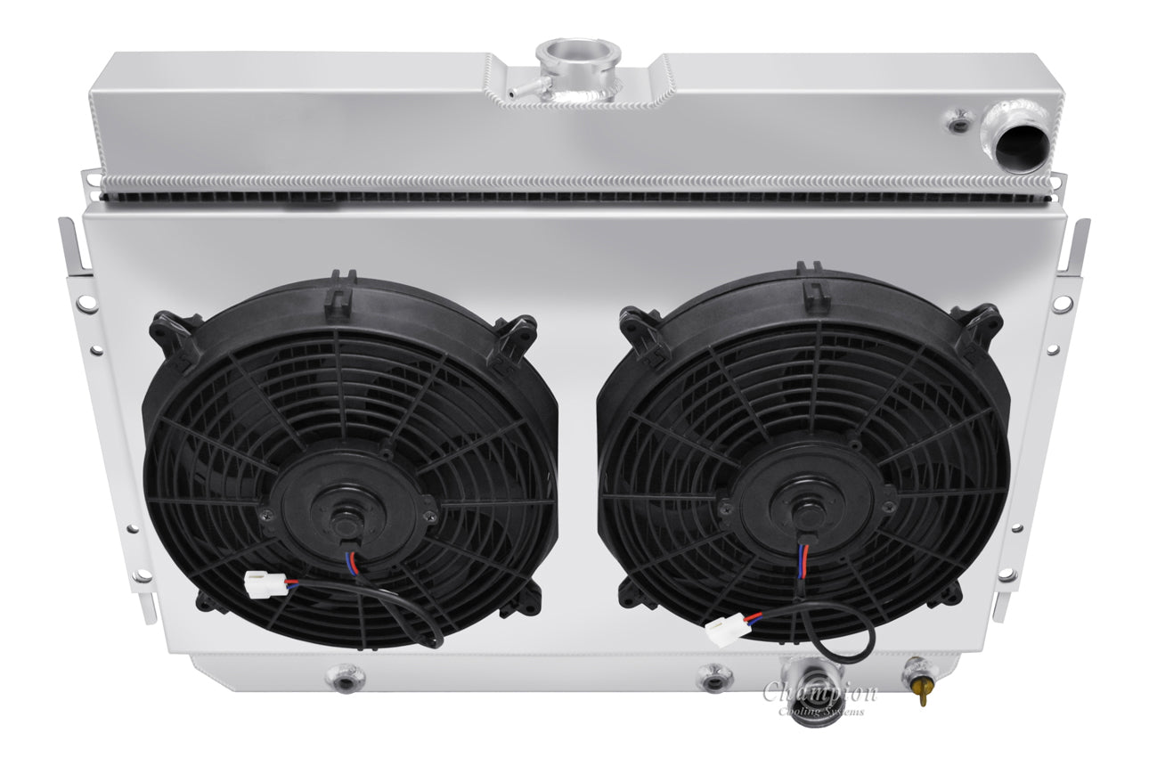 1964-1967 El Camino LS Swap 3-Row Radiator, Shroud, Dual Fan Combo - Champion Radiator