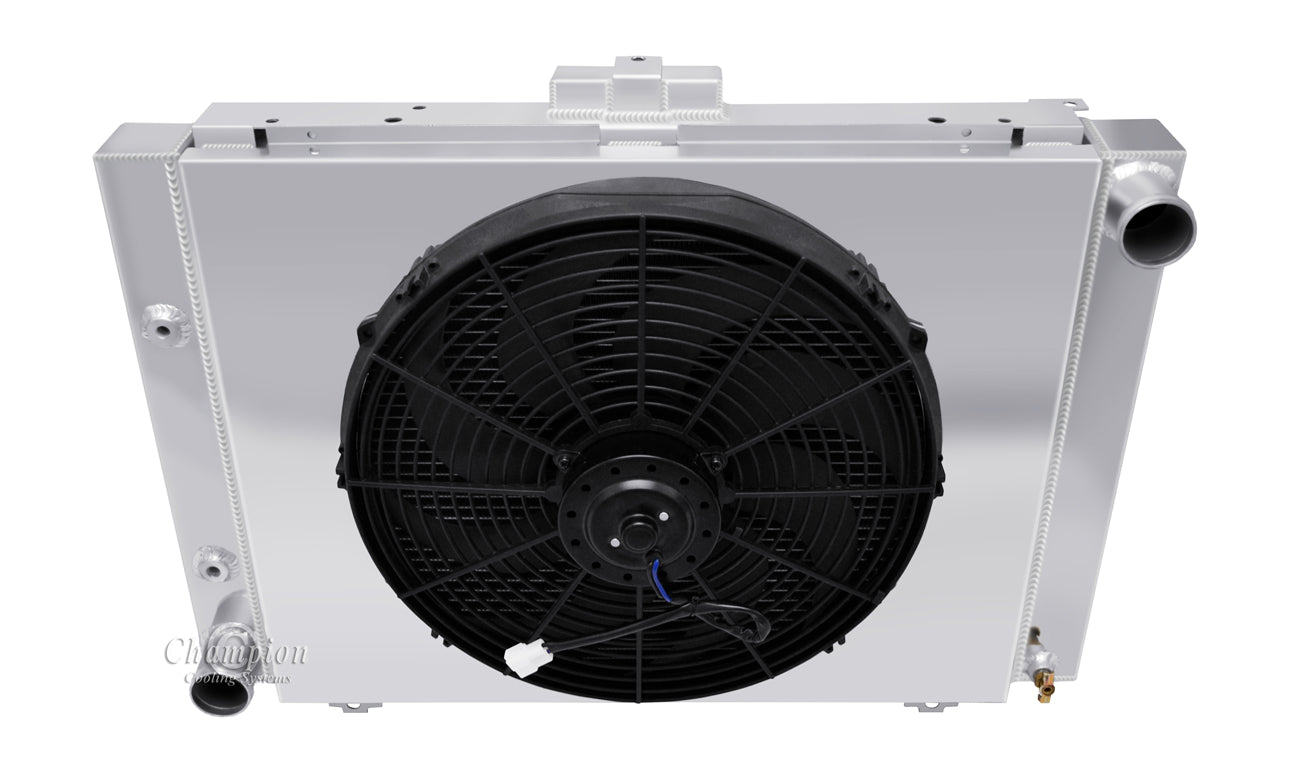 1964 Ford Galaxie 3-Row Radiator, Shroud, Fan Combo - Champion Radiator