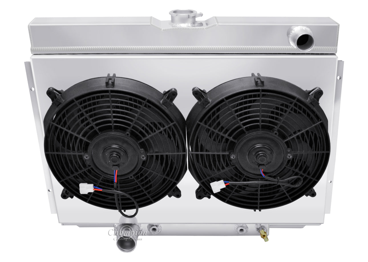 1966-1969 Ford Fairlane 3-Row Radiator, Shroud, Dual Fan Combo - Champion Radiator