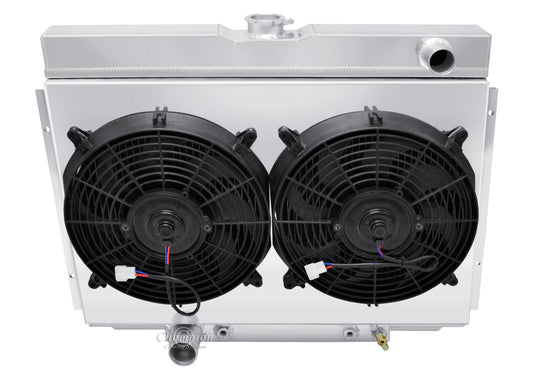 1966-1969 Ford Fairlane 4-Row Radiator, Shroud, Dual Fan Combo - Champion Radiator