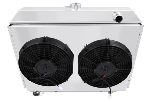 1968-1974 Plymouth Roadrunner 3-Row Radiator, Shroud, 12in Dual Fan Combo - Champion Radiator