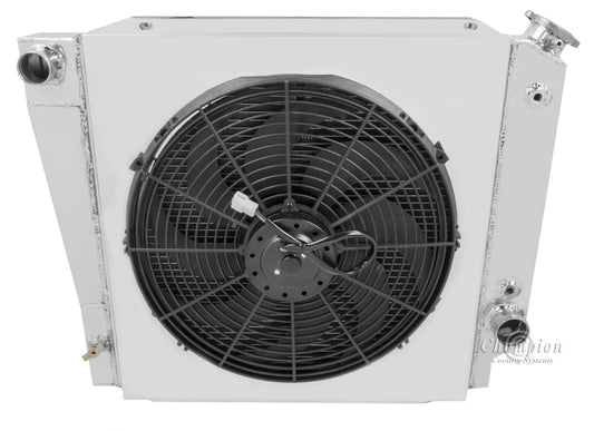 1966-1977 Ford Bronco 3-Row Radiator, Shroud, Fan Combo - Champion Radiator