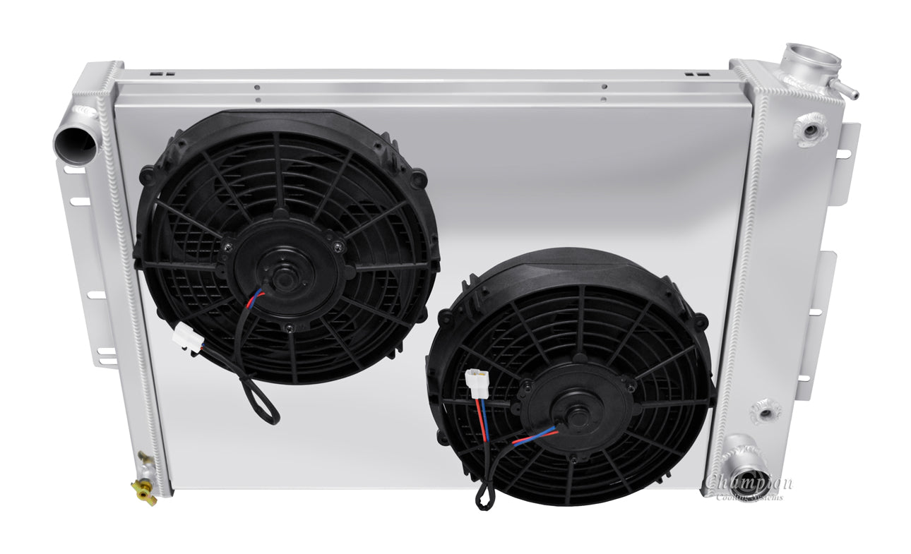 1967-1969 Camaro 4-Row Radiator, Shroud, Dual Fan Combo - Champion Radiator