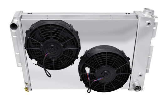 1967-1969 Camaro 4-Row Radiator, Shroud, Dual Fan Combo - Champion Radiator