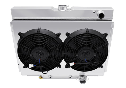 1967-1970 Ford Mustang LS Swap 4-Row Radiator, Shroud, Dual Fan Combo - Champion Radiator