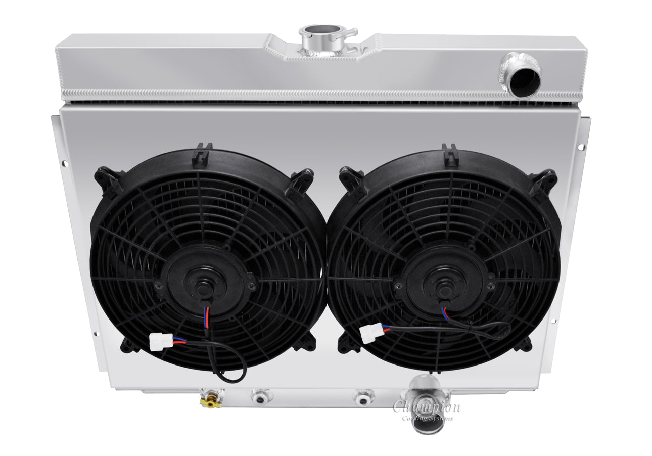 1967-1970 Mercury Cougar 4-Row Radiator, Shroud, Dual Fan Combo - Champion Radiator