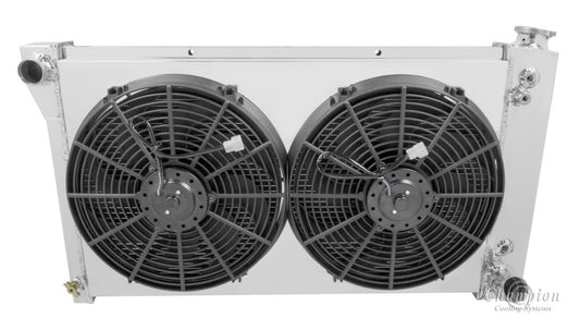 1967-1972 GMC Truck 2-Row Radiator, Shroud, Dual Fan Combo - Champion Radiator
