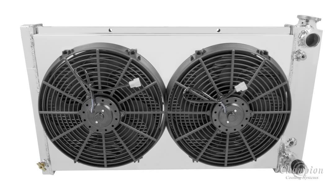 1967-1972 Chevy C10 Truck LS Swap 3-Row Radiator, Shroud, Dual Fan Combo - Champion Radiator