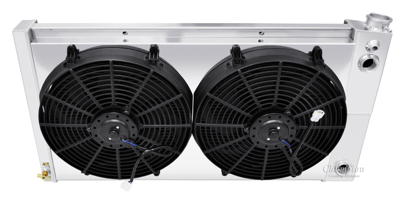 1970-1972 GMC Jimmy LS Swap 3-Row Radiator, Shroud, Dual Fan Combo - Champion Radiator