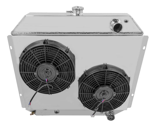 1968-1979 Ford Trucks, F100 3-Row LS Swap Radiator, Shroud, Dual Fan Combo - Champion Radiator