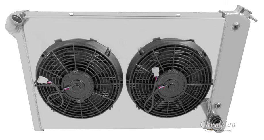 1969-1972 Corvette 4-Row Radiator, Shroud, Dual Fan Combo - Small Block - Champion Radiator