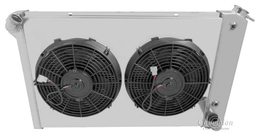 1969-1972 Corvette 4-Row Radiator, Shroud, Dual Fan Combo - Small Block - Champion Radiator