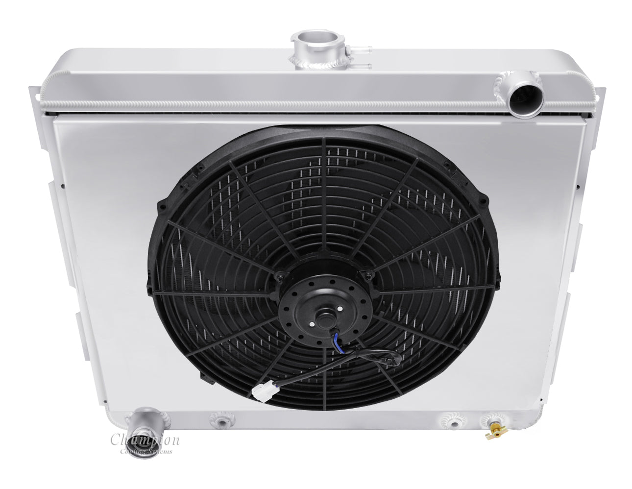 1970-1974 Dodge Challenger 4-Row Radiator, Shroud, Fan Combo - Champion Radiator