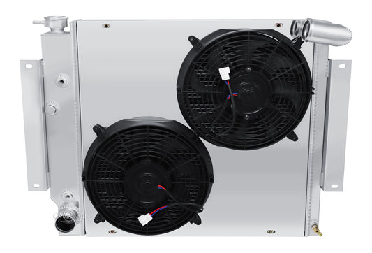 1970-1980 International Scout 3-Row Radiator, Shroud, Dual Fan Combo - Champion Radiator