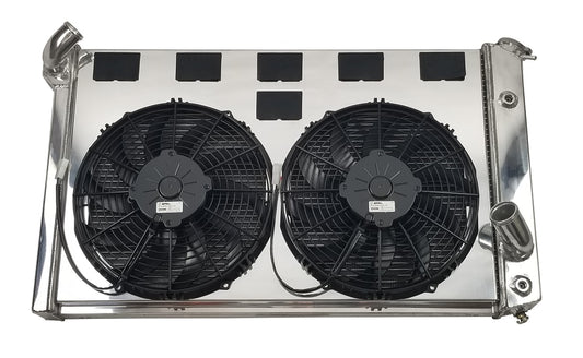 1973-1976 Corvette 3-Row Radiator, Shroud, Dual Fan Combo - Champion Radiator