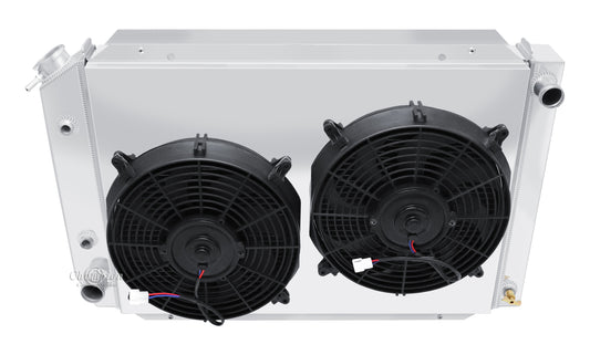1979-1993 Ford Mustang 3-Row Coyote Swap Radiator, Shroud, Dual Fan Combo - Champion Radiator