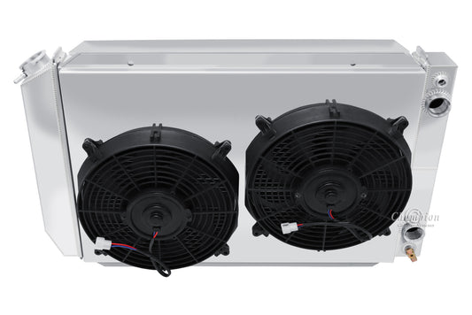 1979-1993 Mustang LS Swap 3-Row Radiator, Shroud, Dual Fan Combo - Champion Radiator
