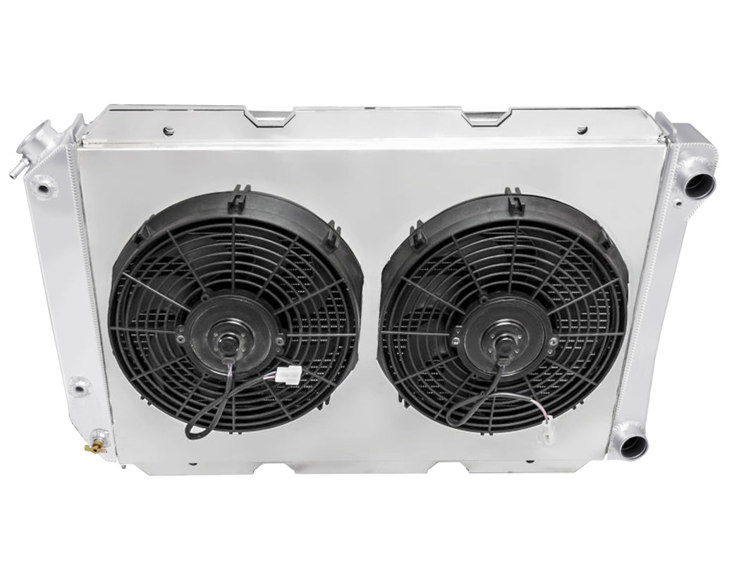 1981- 1984 Ford F150 Truck 3-Row LS Swap Radiator, Shroud, Dual Fan Combo - Champion Radiator