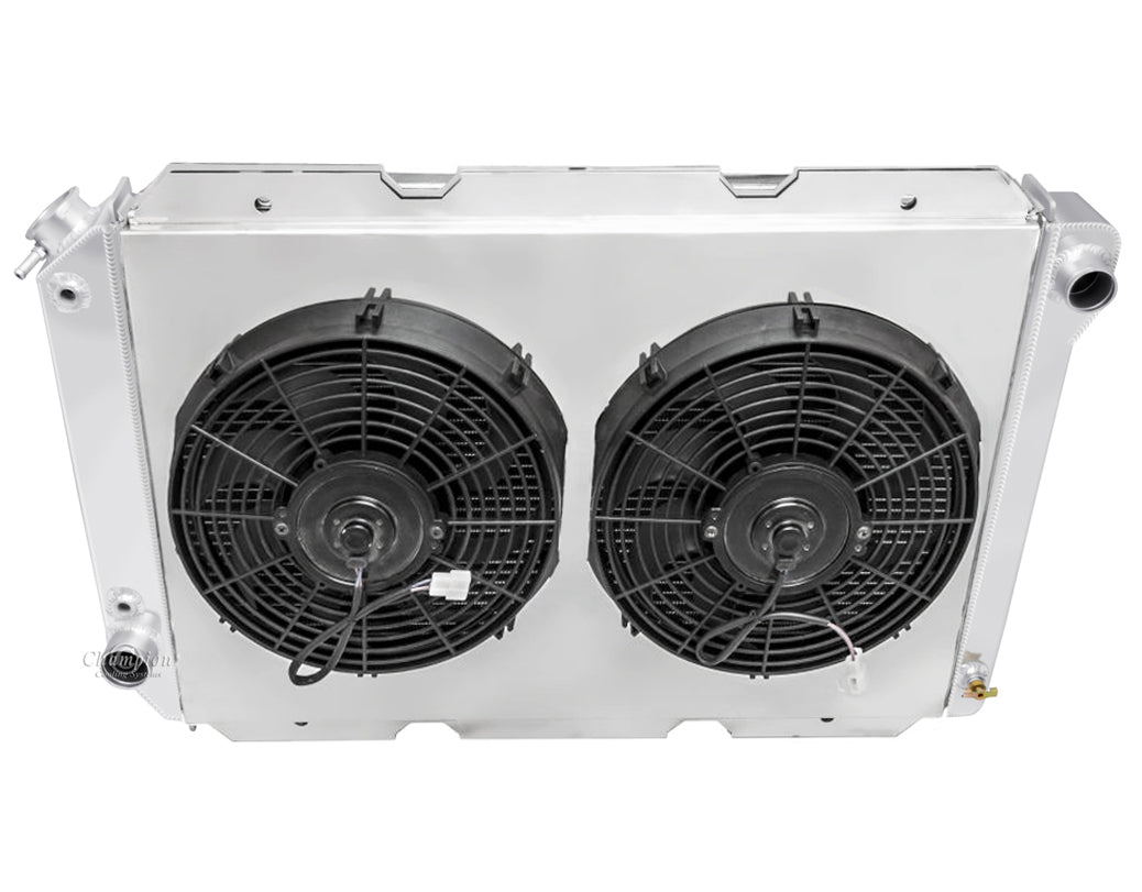 1981- 1984 Ford F150 Truck 3-Row Radiator, Shroud, Dual Fan Combo - Champion Radiator