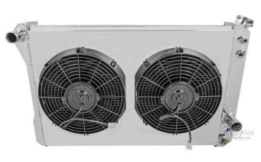 1982-1992 Camaro 4-Row Radiator, Shroud, Dual Fan Combo - Champion Radiator