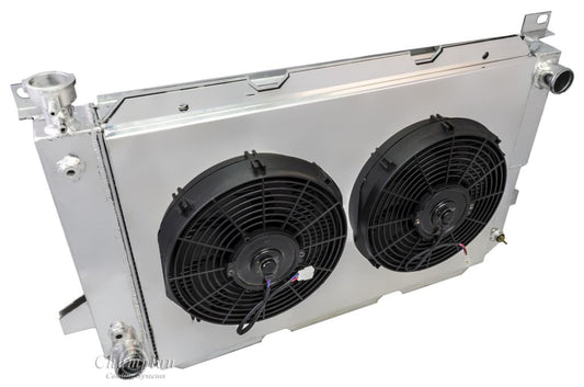 1985-1997 Ford Truck, F150 3-Row Radiator, Shroud, 12in Dual Fan Combo - Champion Radiator