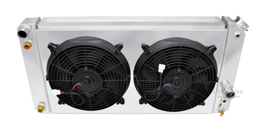 1996-2005 Chevy S-10 3-Row Radiator, Shroud, Dual Fan Combo - Champion Radiator