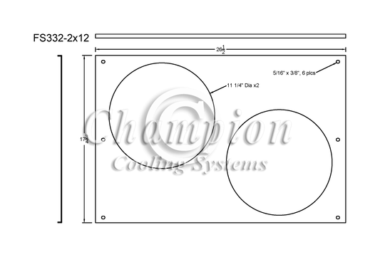 Electric Fan Shroud for 12in Fans - FS332-2x12 - Champion Radiator