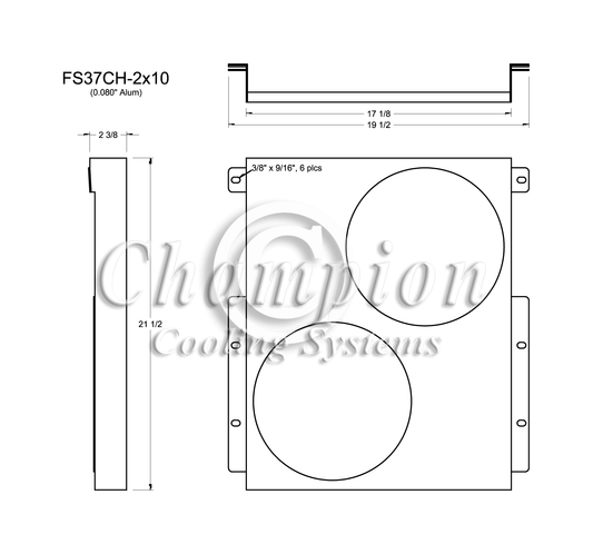 Electric Fan Shroud for 10in Fans - FS37CH-2x10 - Champion Radiator