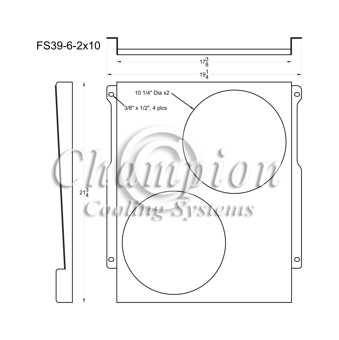 Electric Fan Shroud for 10in Fans - FS39-6-2x10 - Champion Radiator