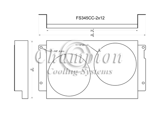 Electric Fan Shroud for 12in Fans - FS345CC-2x12 - Champion Radiator