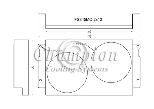 Electric Fan Shroud for 12in Fans - FS345MC-2x12 - Champion Radiator