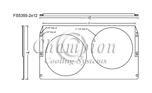 Electric Fan Shroud for 12in Fans - FS5355-2x12 - Champion Radiator