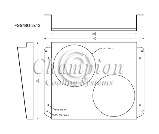 Electric Fan Shroud for 12in Fans - 26 3/4" x 20 5/8" - Champion Radiator