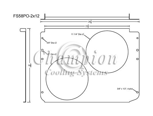 Electric Fan Shroud for 12in Fans - 26 1/4" x 19 5/8"- Champion Radiator