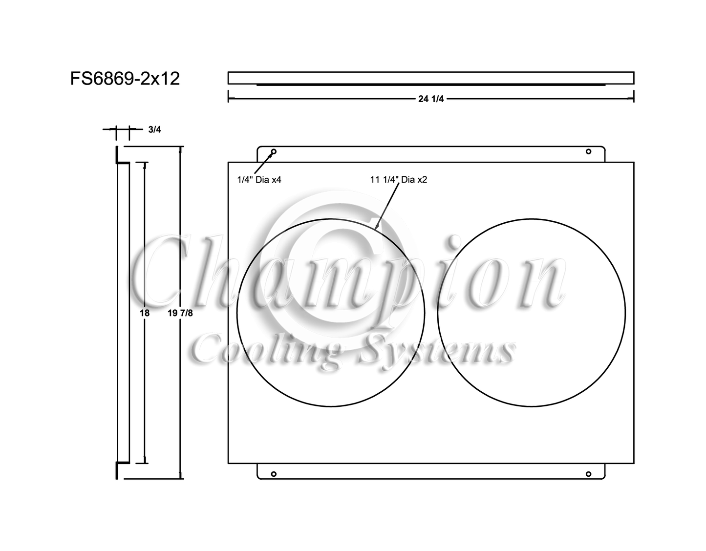 Electric Fan Shroud for 12in Fans - 24 1/4" x 19 7/8" - Champion Radiator