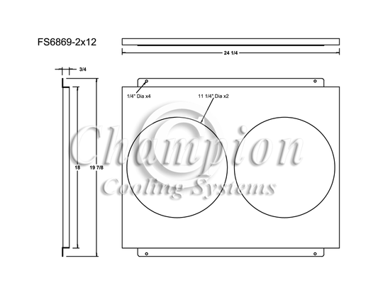 Electric Fan Shroud for 12in Fans - 24 1/4" x 19 7/8" - Champion Radiator