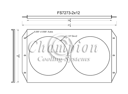 Electric Fan Shroud for 12in Fans - 27 1/8" x 15 3/8" - Champion Radiator