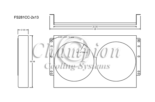 Electric Fan Shroud for 13in Fans - FS281CC-2x13 - Champion Radiator