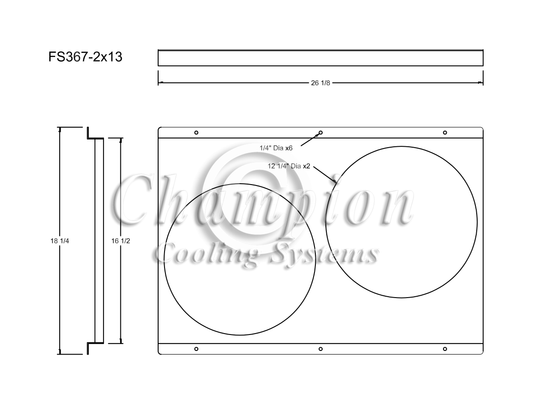 Electric Fan Shroud for 13in Fans - FS367-2x13 - Champion Radiator