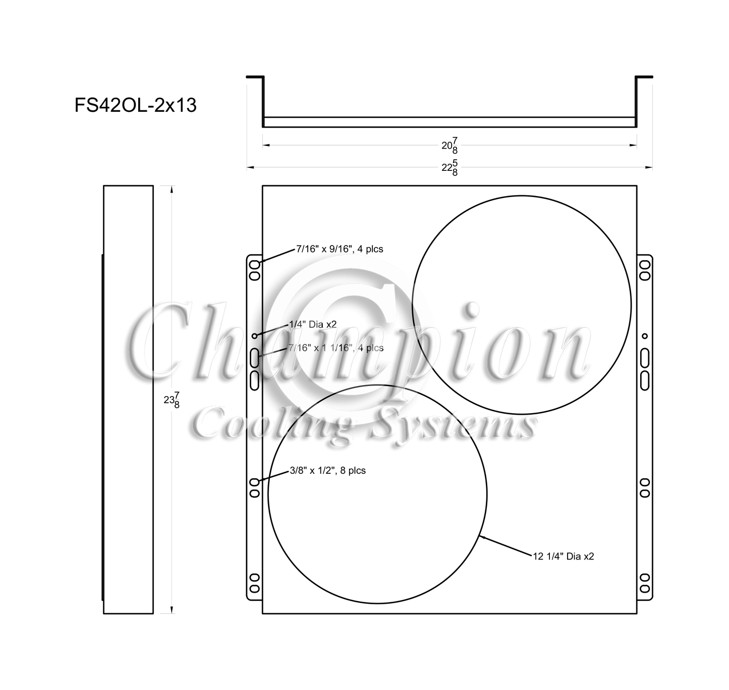 Electric Fan Shroud for 13in Fans - FS42OL-2x13 - Champion Radiator