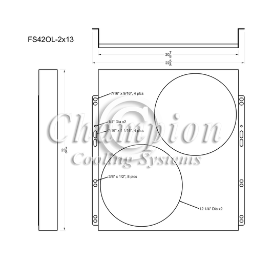 Electric Fan Shroud for 13in Fans - FS42OL-2x13 - Champion Radiator