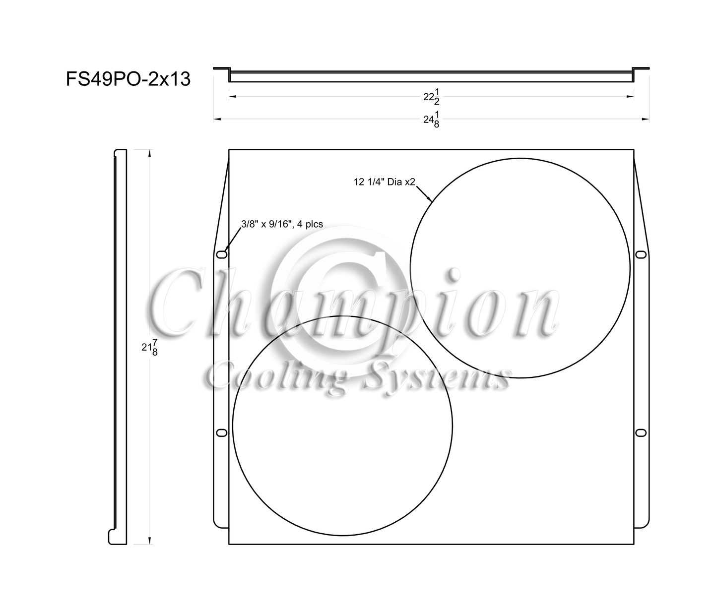 Electric Fan Shroud for 13in Fans - FS49PO-2x13 - Champion Radiator