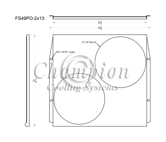 Electric Fan Shroud for 13in Fans - FS49PO-2x13 - Champion Radiator