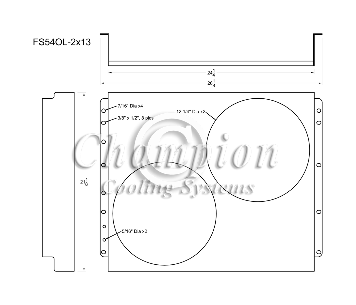 Electric Fan Shroud for 13in Fans - 26 1/8" x 21 1/8" - Champion Radiator