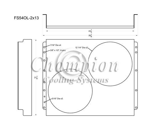 Electric Fan Shroud for 13in Fans - 26 1/8" x 21 1/8" - Champion Radiator