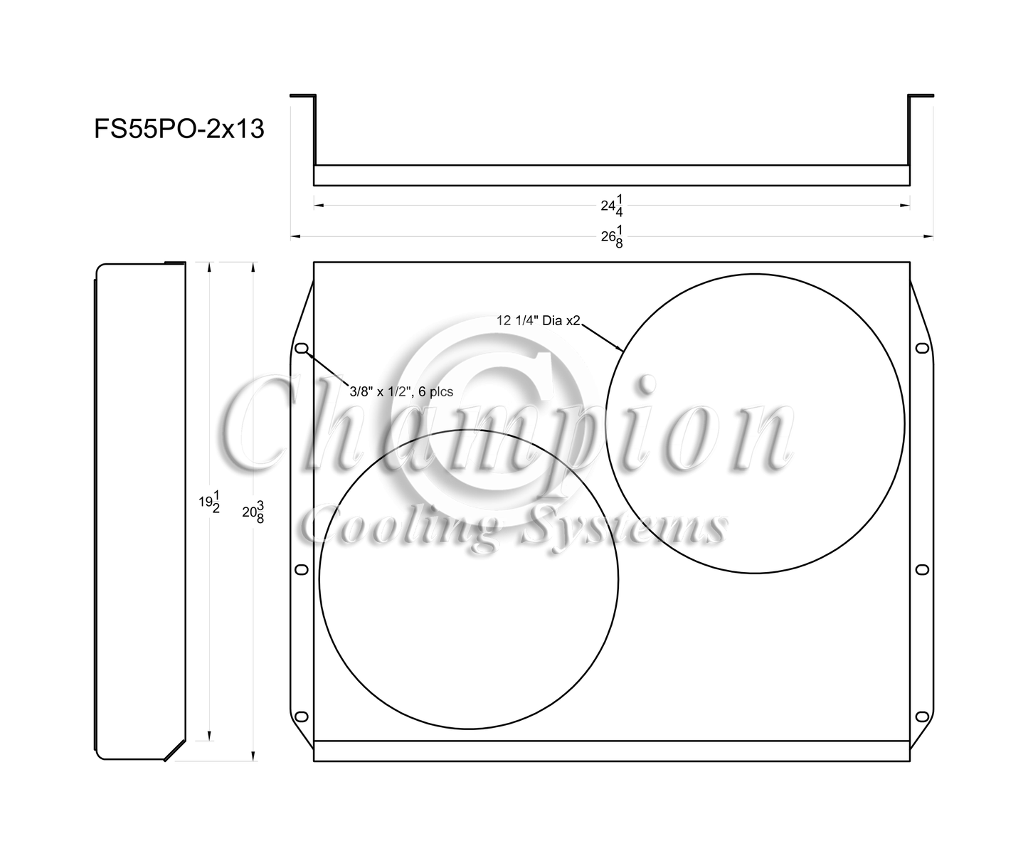 Electric Fan Shroud for 13in Fans - 26 1/8" x 19 1/2" - Champion Radiator